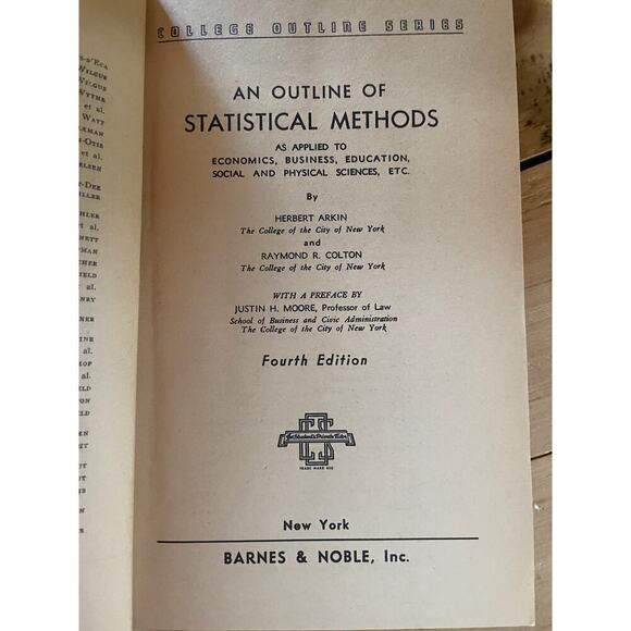 Vintage College Outline Series Statistical Methods 4th Edition. Arkin. Barnes&no - Picture 4 of 6